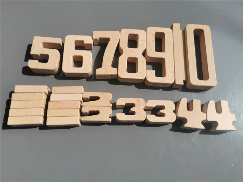 Blocos Numéricos de Madeira Montessori Educativos