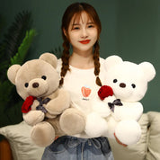 Urso de pelúcia kawaii com rosas, brinquedo de pelúcia macio, boneca de pelúcia, presente romântico para amantes, decoração de casa, presentes de dia dos namorados para meninas