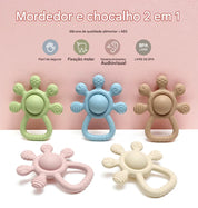 Mordedor Silicone Palm Chocalho para Bebês