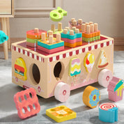 Carrinho de Madeira Infantil Montessori Educacional e Sensorial