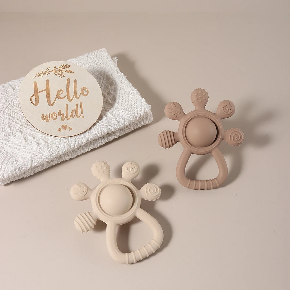 Mordedor Silicone Palm Chocalho para Bebês