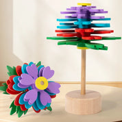 Flor rotativa de madeira para aliviar o estresse, vara para aliviar a ansiedade e o estresse, artefato educacional sensorial, brinquedo de descompressão, presentes
