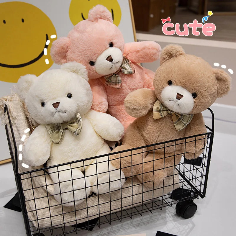 30cm kawaii colorido laço urso boneca brinquedo de pelúcia abraço urso boneca presente aniversário travesseiro de pelúcia casa sala estar quarto