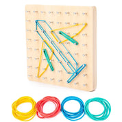 Geoplano Montessori de Madeira com Elásticos e Cartas