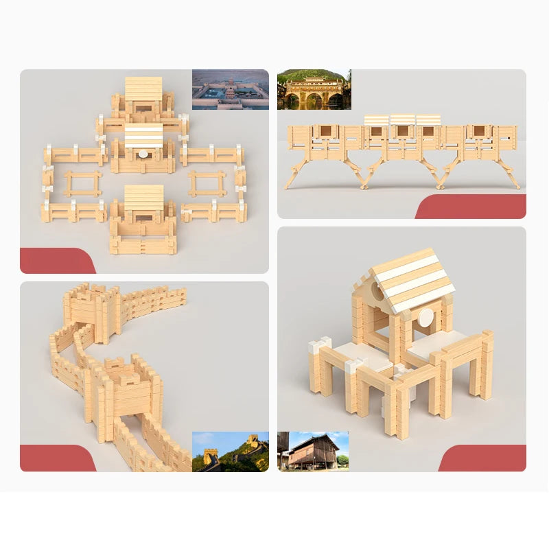 Conjunto Educativo Quebra-Cabeça de Madeira - 100 Peças