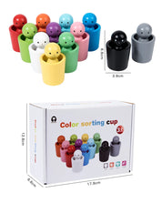 Bolas em copos montessori de madeira cor classificador jogo brinquedos pré-escolar aprendizagem educação brinquedo para criança classificação correspondência contagem