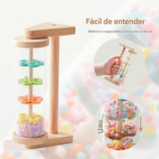 Chocalho Sensorial de Madeira Montessori com Bolinhas Coloridas - Estímulo e Calma