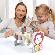 Whack-a-moles brinquedo montessori engrenagens giratórias de madeira martelando brinquedo com martelo interativo libra uma toupeira para 3-5 anos de idade