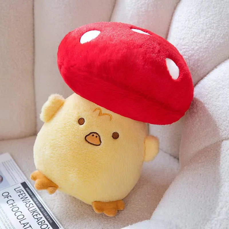 Bonito Kawaii Plush Toy para Decoração de Casa, Almofada Recheada, Cogumelo, Capivara, Pato, Gato, Soft Fill, Presente de Aniversário, Feriado, 32cm