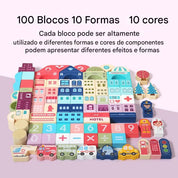 Blocos de Construção Montessori de Cidade Carros em Madeira
