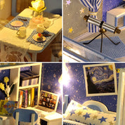 Casa de Boneca Musical com Luzes LED Móveis em Miniatura
