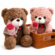 Urso de Pelúcia Kawaii com Bouquet - Presente Perfeito 25cm