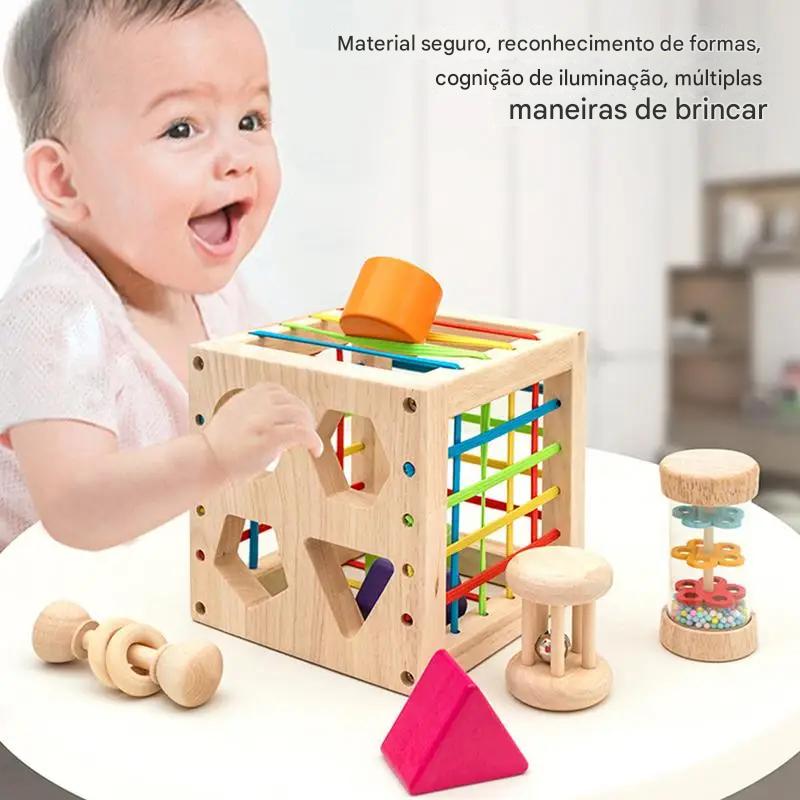 Cubo Sensorial Montessori Desenvolvimento Motor e Cognitivo
