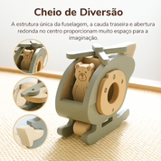 Helicóptero de Brinquedo Montessori de Madeira