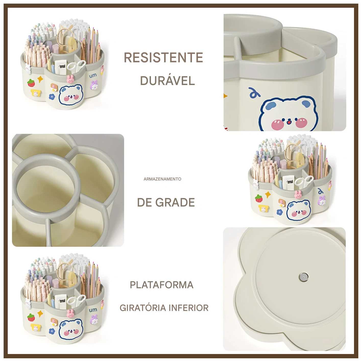 Suporte Infantil Giratório para Lápis Canetas - Organização e Estilo