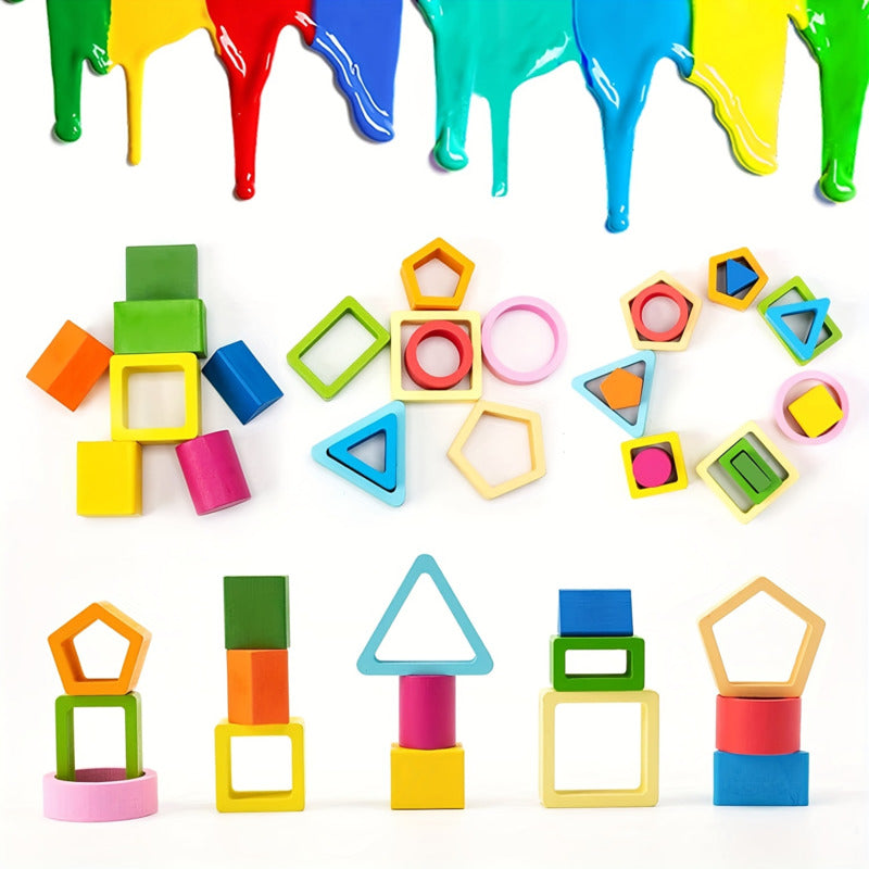 Blocos de Construção Montessori de Madeira