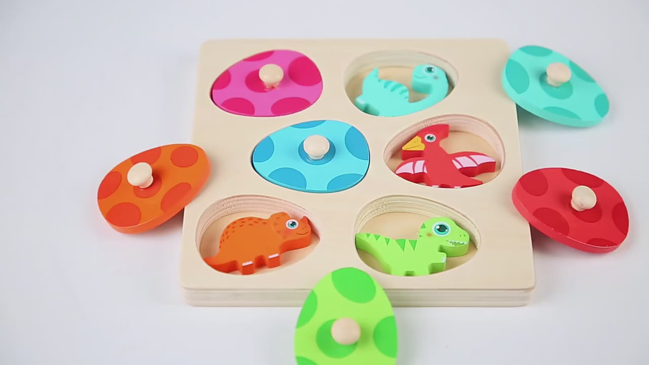 Quebra-Cabeça Infantil de Dinossauro Montessori em Madeira