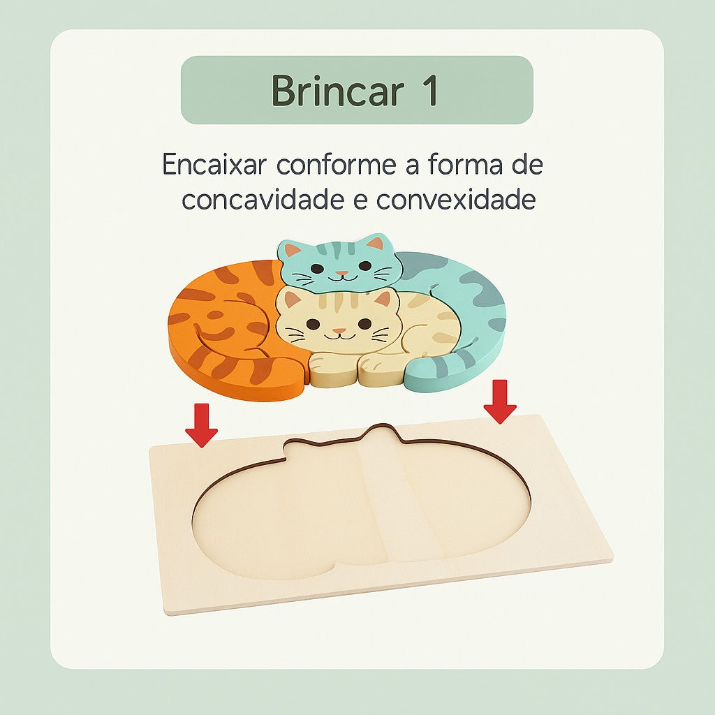 Quebra-cabeça de Madeira Montessori Animais para Crianças